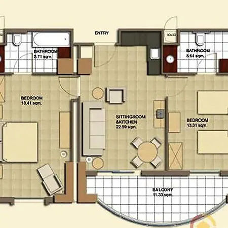 2+1 In Goldcity 5-stars Daire